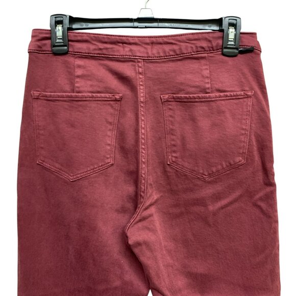 Dear John Womens 28 Vivian Super Flare Jeans Rust Red High Rise Denim Raw Hem - Picture 7 of 16